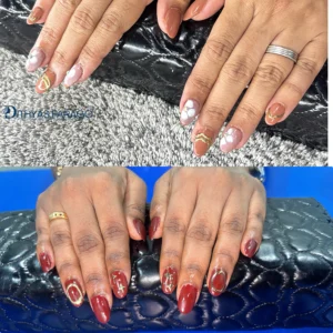 Professional nail art design with glossy finish and elegant patterns