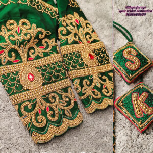 Designer bridal blouse with intricate embroidery and elegant wedding styling