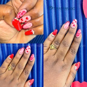 Beautiful nail extension art with shiny finish and professional salon styling